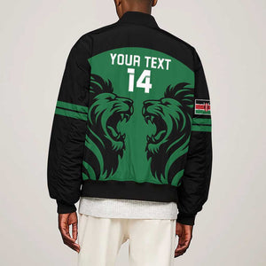 Custom Kenya Rugby Sleeve Zip Bomber Jacket 2024 Go Champions Simbas - Green