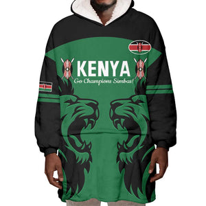 Custom Kenya Rugby Wearable Blanket Hoodie 2024 Go Champions Simbas - Green