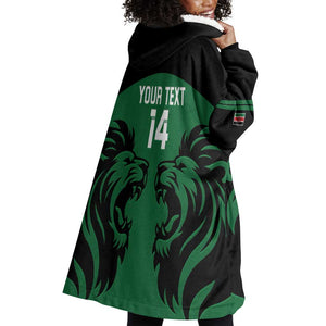 Custom Kenya Rugby Wearable Blanket Hoodie 2024 Go Champions Simbas - Green