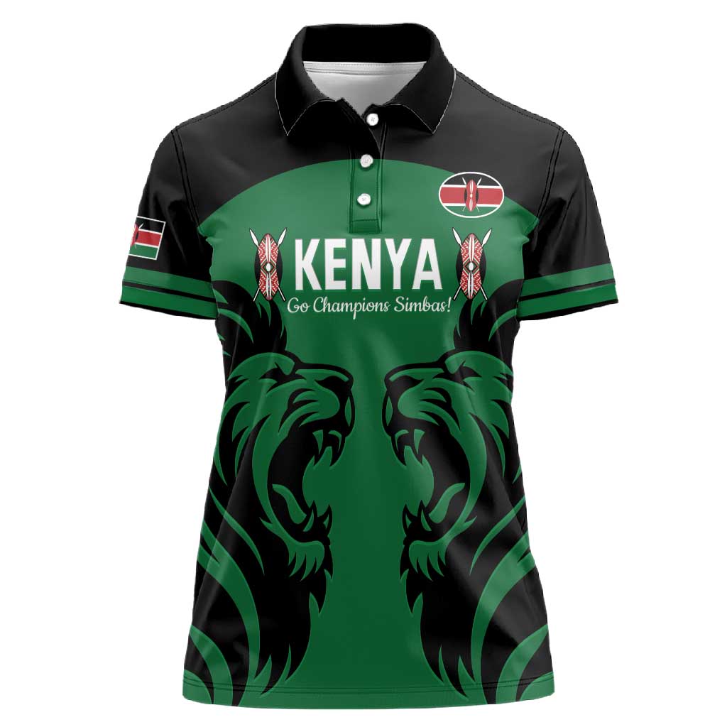 Custom Kenya Rugby Women Polo Shirt 2024 Go Champions Simbas - Green