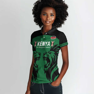 Custom Kenya Rugby Women Polo Shirt 2024 Go Champions Simbas - Green