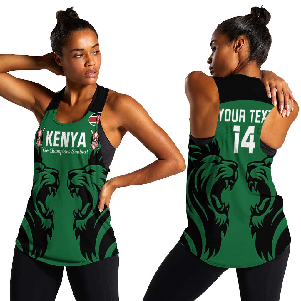 Custom Kenya Rugby Women Racerback Tank 2024 Go Champions Simbas - Green