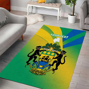 Presonalised Gabon Area Rug Coat Of Arms With Flag Gradient Style