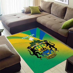 Presonalised Gabon Area Rug Coat Of Arms With Flag Gradient Style