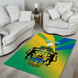 Presonalised Gabon Area Rug Coat Of Arms With Flag Gradient Style