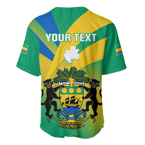 Presonalised Gabon Baseball Jersey Coat Of Arms With Flag Gradient Style