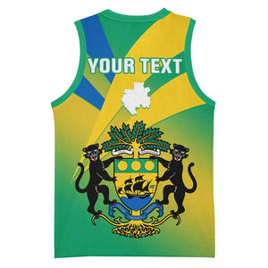 Presonalised Gabon Basketball Jersey Coat Of Arms With Flag Gradient Style LT14