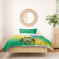Presonalised Gabon Bedding Set Coat Of Arms With Flag Gradient Style