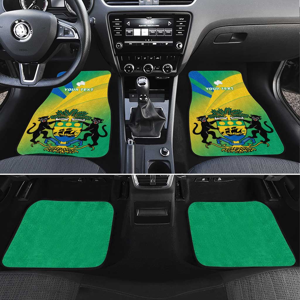 Presonalised Gabon Car Mats Coat Of Arms With Flag Gradient Style