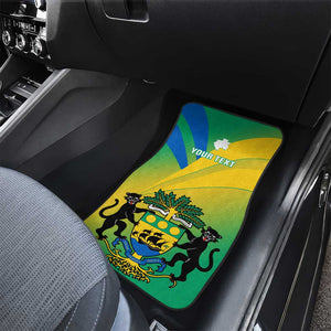 Presonalised Gabon Car Mats Coat Of Arms With Flag Gradient Style