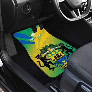 Presonalised Gabon Car Mats Coat Of Arms With Flag Gradient Style