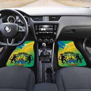 Presonalised Gabon Car Mats Coat Of Arms With Flag Gradient Style