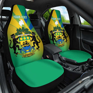 Presonalised Gabon Car Seat Cover Coat Of Arms With Flag Gradient Style