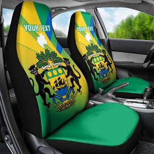 Presonalised Gabon Car Seat Cover Coat Of Arms With Flag Gradient Style