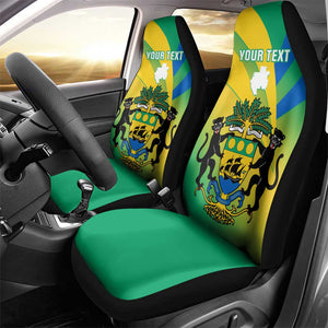 Presonalised Gabon Car Seat Cover Coat Of Arms With Flag Gradient Style