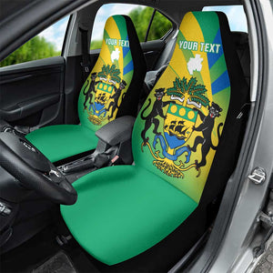 Presonalised Gabon Car Seat Cover Coat Of Arms With Flag Gradient Style