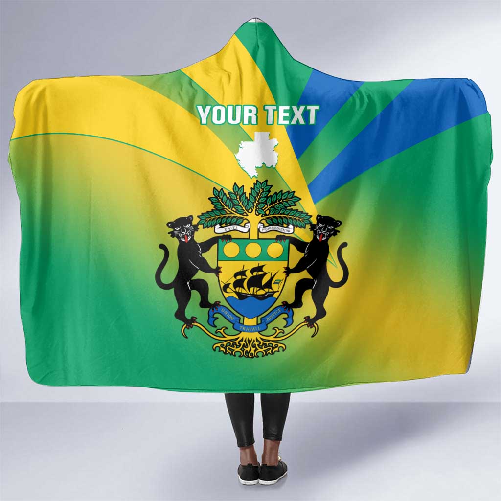 Presonalised Gabon Hooded Blanket Coat Of Arms With Flag Gradient Style