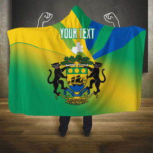 Presonalised Gabon Hooded Blanket Coat Of Arms With Flag Gradient Style