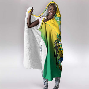 Presonalised Gabon Hooded Blanket Coat Of Arms With Flag Gradient Style