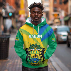 Presonalised Gabon Hoodie Coat Of Arms With Flag Gradient Style