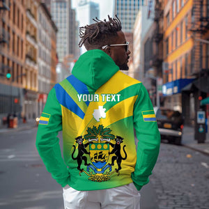 Presonalised Gabon Hoodie Coat Of Arms With Flag Gradient Style