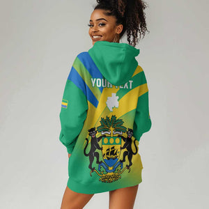 Presonalised Gabon Hoodie Dress Coat Of Arms With Flag Gradient Style