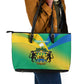 Presonalised Gabon Leather Tote Bag Coat Of Arms With Flag Gradient Style