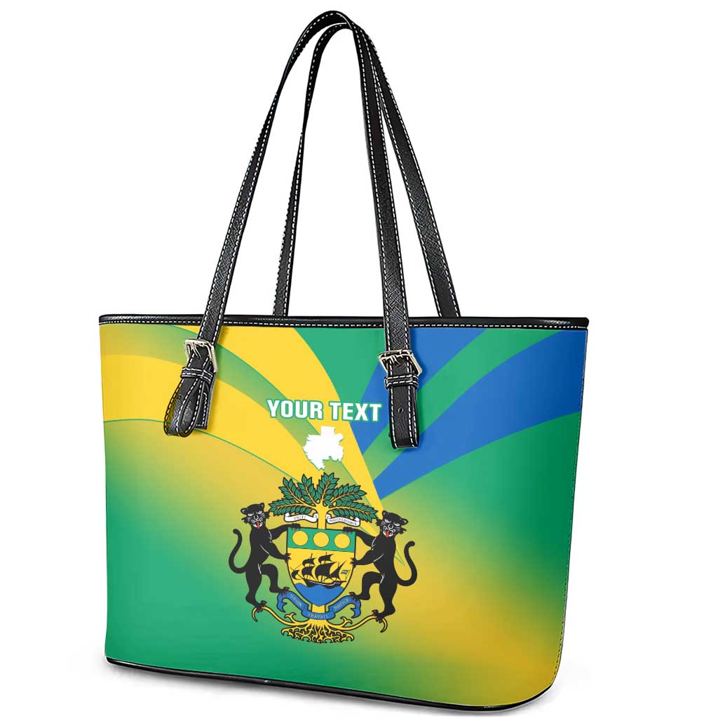 Presonalised Gabon Leather Tote Bag Coat Of Arms With Flag Gradient Style
