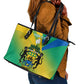 Presonalised Gabon Leather Tote Bag Coat Of Arms With Flag Gradient Style