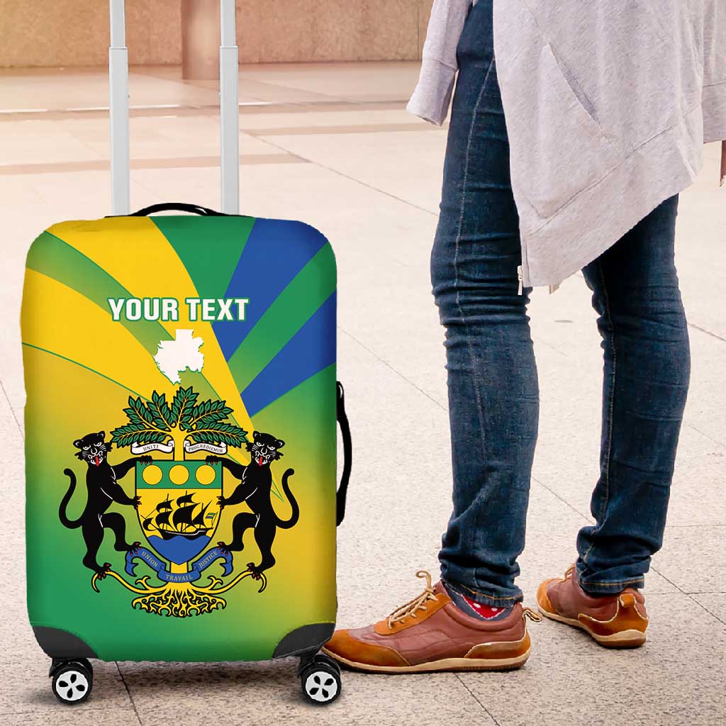 Presonalised Gabon Luggage Cover Coat Of Arms With Flag Gradient Style