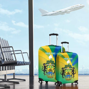 Presonalised Gabon Luggage Cover Coat Of Arms With Flag Gradient Style