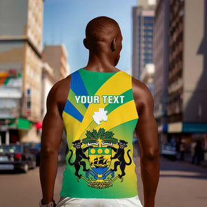 Presonalised Gabon Men Tank Top Coat Of Arms With Flag Gradient Style