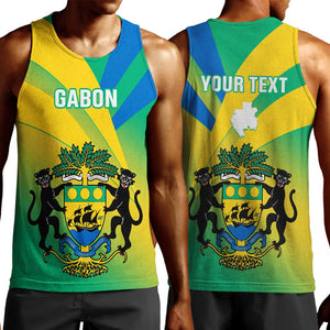 Presonalised Gabon Men Tank Top Coat Of Arms With Flag Gradient Style