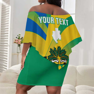 Presonalised Gabon Off Shoulder Short Dress Coat Of Arms With Flag Gradient Style LT14