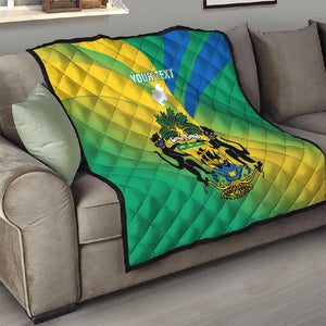 Presonalised Gabon Quilt Coat Of Arms With Flag Gradient Style