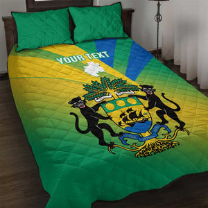 Presonalised Gabon Quilt Bed Set Coat Of Arms With Flag Gradient Style