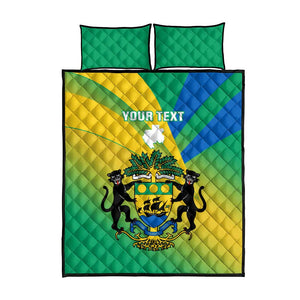 Presonalised Gabon Quilt Bed Set Coat Of Arms With Flag Gradient Style