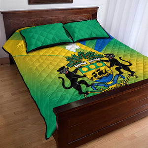 Presonalised Gabon Quilt Bed Set Coat Of Arms With Flag Gradient Style