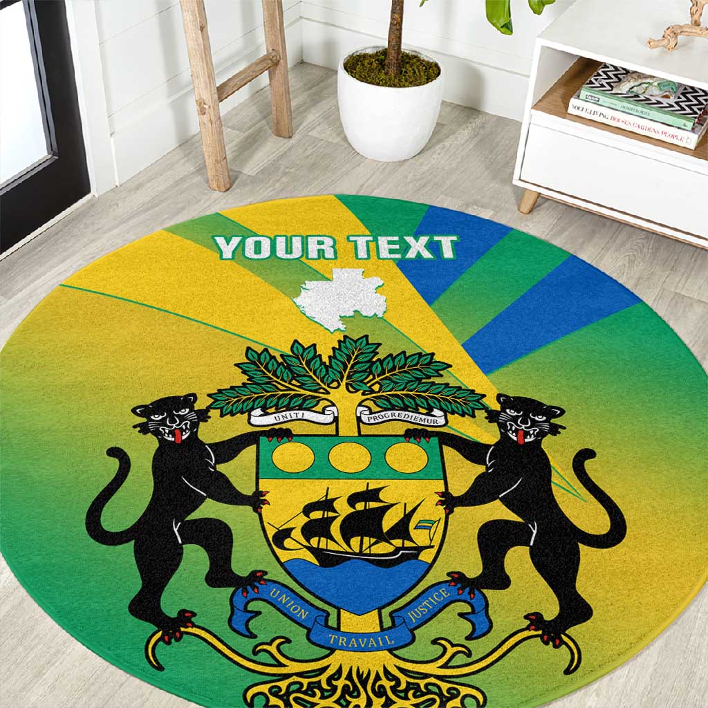 Presonalised Gabon Round Carpet Coat Of Arms With Flag Gradient Style