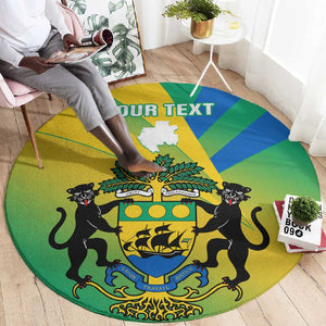 Presonalised Gabon Round Carpet Coat Of Arms With Flag Gradient Style