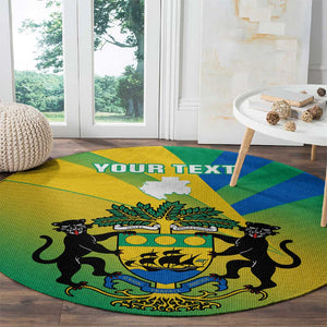 Presonalised Gabon Round Carpet Coat Of Arms With Flag Gradient Style