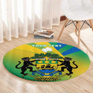 Presonalised Gabon Round Carpet Coat Of Arms With Flag Gradient Style