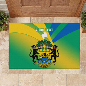 Presonalised Gabon Rubber Doormat Coat Of Arms With Flag Gradient Style