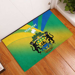 Presonalised Gabon Rubber Doormat Coat Of Arms With Flag Gradient Style