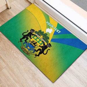 Presonalised Gabon Rubber Doormat Coat Of Arms With Flag Gradient Style