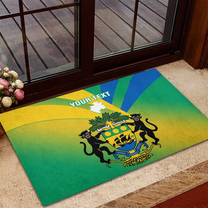 Presonalised Gabon Rubber Doormat Coat Of Arms With Flag Gradient Style