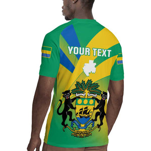 Presonalised Gabon Rugby Jersey Coat Of Arms With Flag Gradient Style