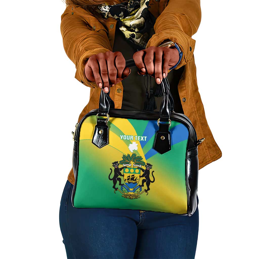 Presonalised Gabon Shoulder Handbag Coat Of Arms With Flag Gradient Style