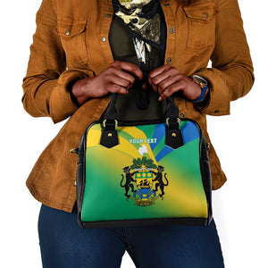 Presonalised Gabon Shoulder Handbag Coat Of Arms With Flag Gradient Style