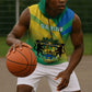 Presonalised Gabon Sleeveless Hoodie Coat Of Arms With Flag Gradient Style - African Pride